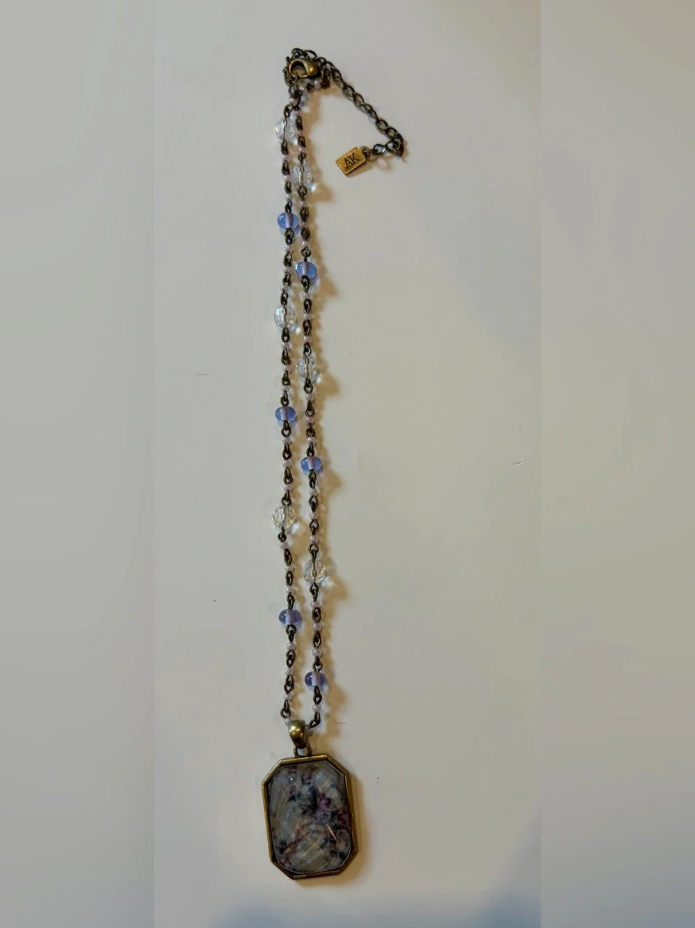Vintage AK Marked Beaded Pendant Necklace